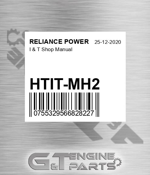 HTIT-MH2 I & T Shop Manual for RELIANCE POWER
