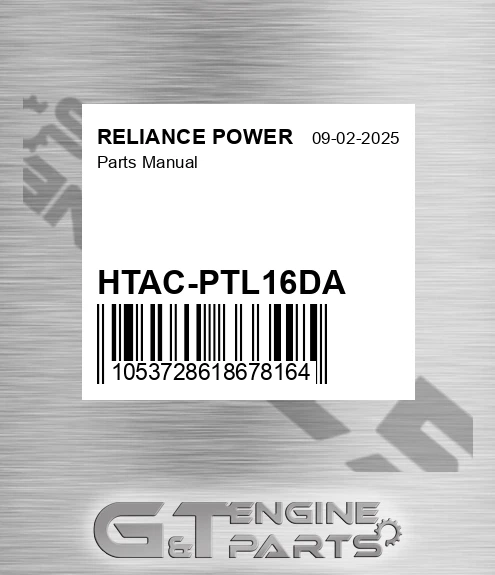 HTAC-PTL16DA Parts Manual for RELIANCE POWER