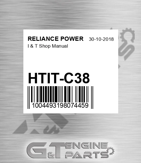 HTIT-C38 I & T Shop Manual for RELIANCE POWER