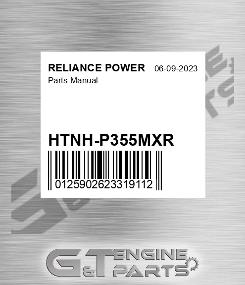 HTNH-P355MXR Parts Manual for RELIANCE POWER