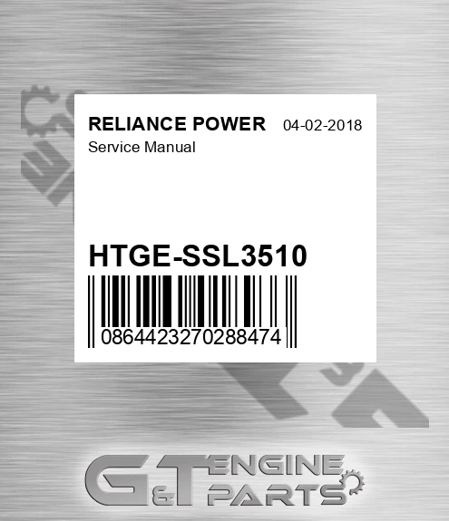 HTGE-SSL3510 Service Manual for RELIANCE POWER