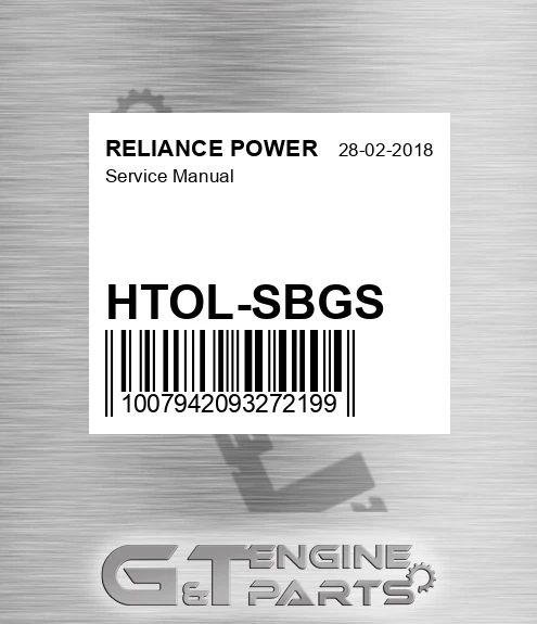 HTOL-SBGS Service Manual for RELIANCE POWER