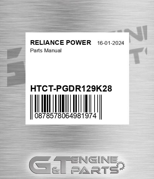 HTCT-PGDR129K28 Parts Manual for RELIANCE POWER