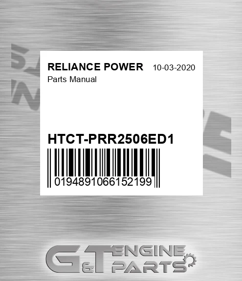 HTCT-PRR2506ED1 Parts Manual for RELIANCE POWER