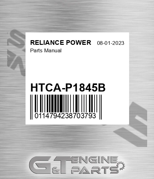 HTCA-P1845B Parts Manual for RELIANCE POWER