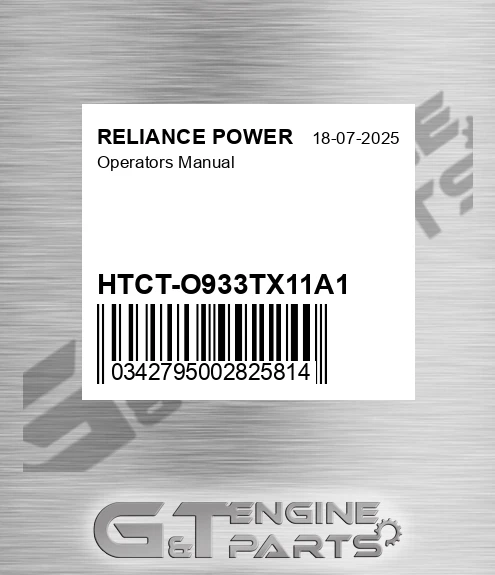 HTCT-O933TX11A1 Operators Manual for RELIANCE POWER