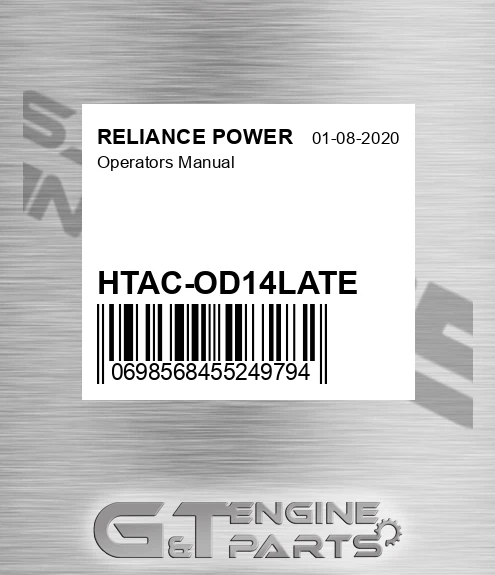 HTAC-OD14LATE Operators Manual for RELIANCE POWER