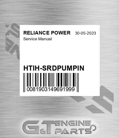 HTIH-SRDPUMPIN Service Manual for RELIANCE POWER