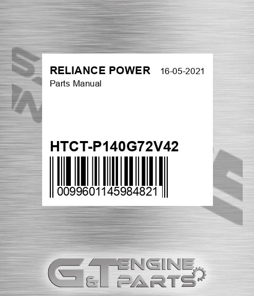 HTCT-P140G72V42 Parts Manual for RELIANCE POWER