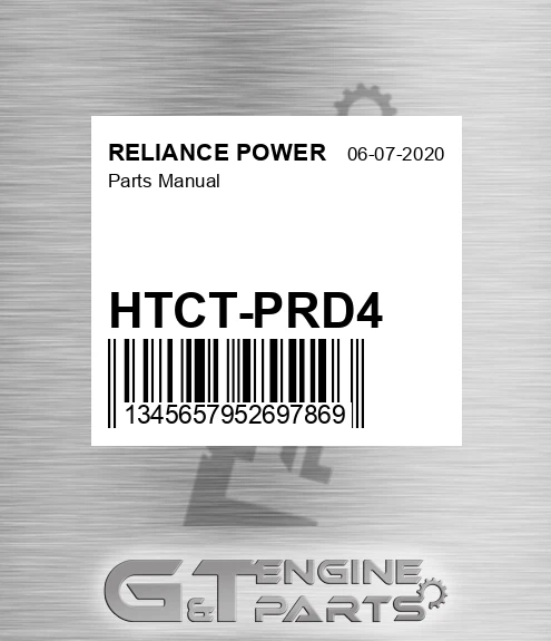 HTCT-PRD4 Parts Manual for RELIANCE POWER