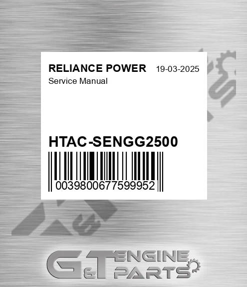 HTAC-SENGG2500 Service Manual for RELIANCE POWER