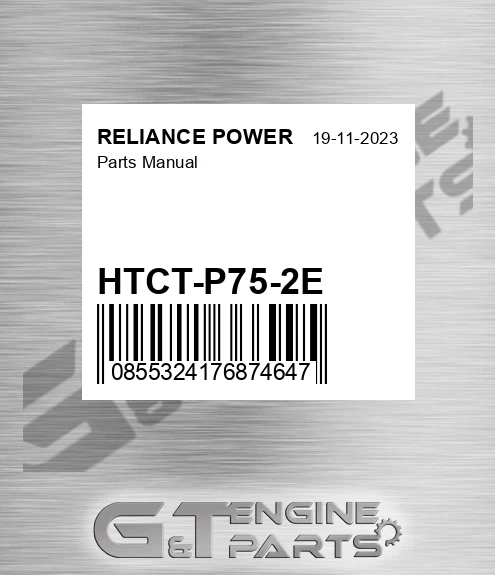 HTCT-P75-2E Parts Manual for RELIANCE POWER