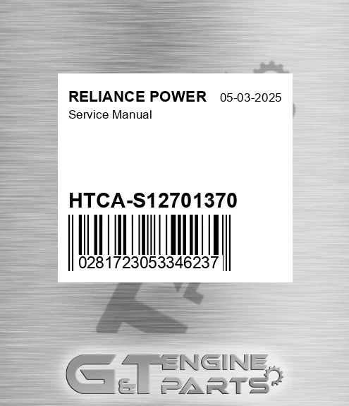 HTCA-S12701370 Service Manual for RELIANCE POWER