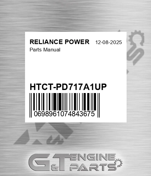 HTCT-PD717A1UP Parts Manual for RELIANCE POWER