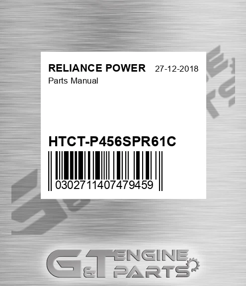 HTCT-P456SPR61C Parts Manual for RELIANCE POWER