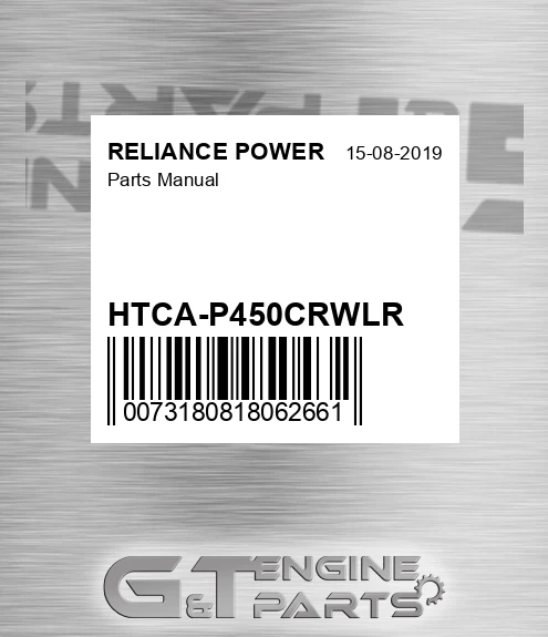 HTCA-P450CRWLR Parts Manual for RELIANCE POWER