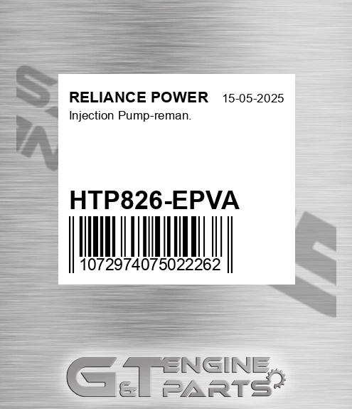 HTP826-EPVA Injection Pump-reman. for RELIANCE POWER