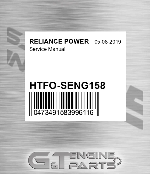 HTFO-SENG158 Service Manual for RELIANCE POWER