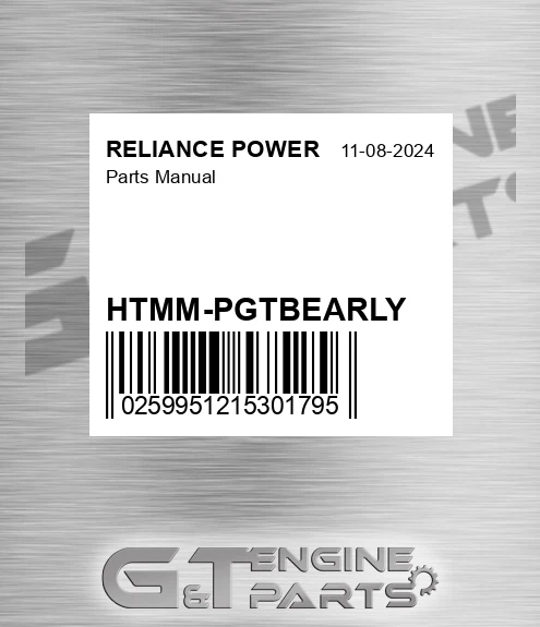 HTMM-PGTBEARLY Parts Manual for RELIANCE POWER