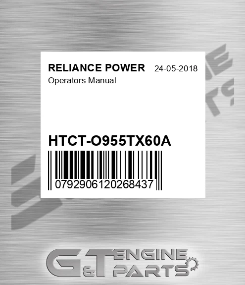 HTCT-O955TX60A Operators Manual for RELIANCE POWER
