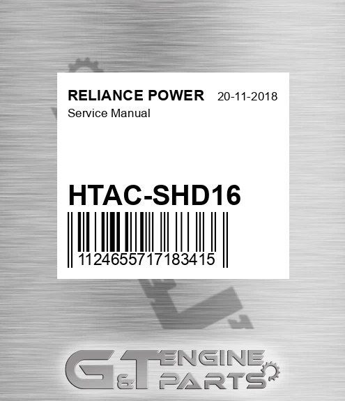 HTAC-SHD16 Service Manual for RELIANCE POWER