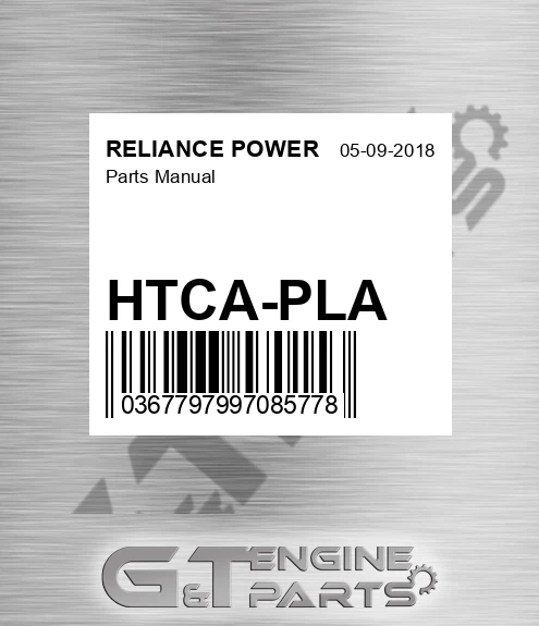 HTCA-PLA Parts Manual for RELIANCE POWER