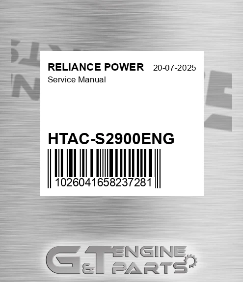 HTAC-S2900ENG Service Manual for RELIANCE POWER