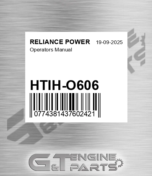 HTIH-O606 Operators Manual for RELIANCE POWER