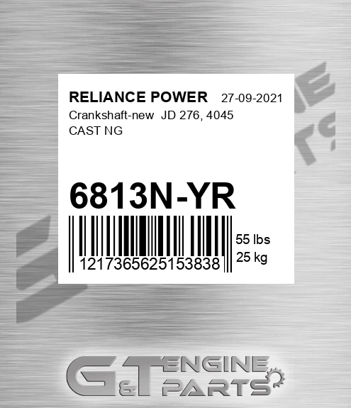 6813N-YR Crankshaft-new Jd 276, 4045 Cast Ng