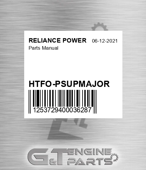 HTFO-PSUPMAJOR Parts Manual for RELIANCE POWER