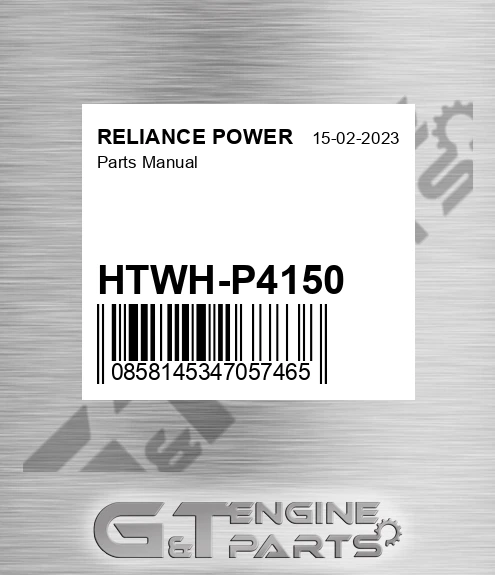 HTWH-P4150 Parts Manual for RELIANCE POWER