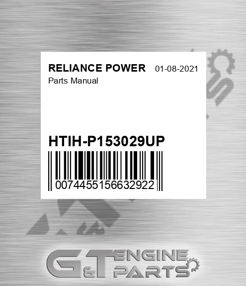 HTIH-P153029UP Parts Manual for RELIANCE POWER