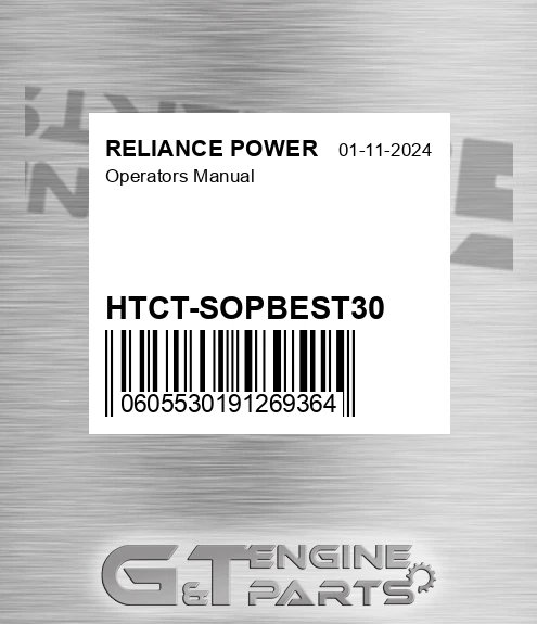 HTCT-SOPBEST30 Operators Manual for RELIANCE POWER