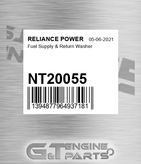 NT20055 Fuel Supply & Return Washer for RELIANCE POWER