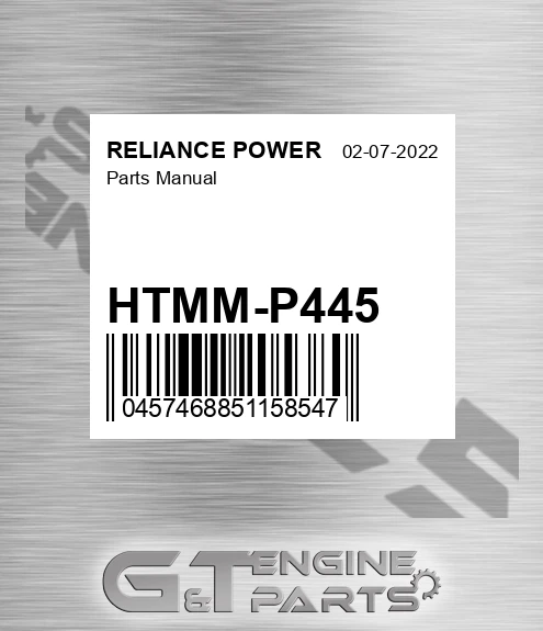 HTMM-P445 Parts Manual for RELIANCE POWER