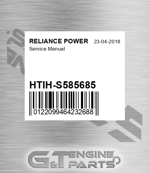HTIH-S585685 Service Manual for RELIANCE POWER
