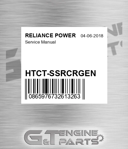 HTCT-SSRCRGEN Service Manual for RELIANCE POWER
