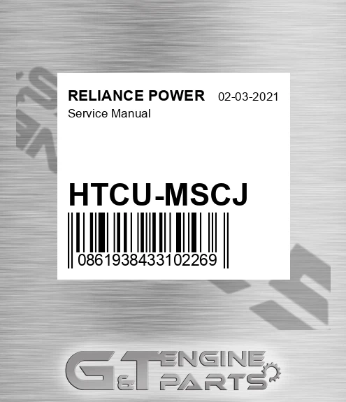 HTCU-MSCJ Service Manual for RELIANCE POWER