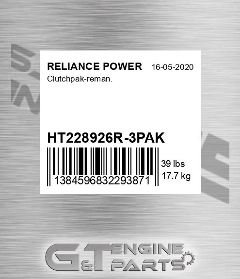 HT228926R-3PAK Clutchpak-reman.