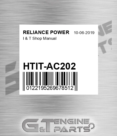 HTIT-AC202 I & T Shop Manual for RELIANCE POWER