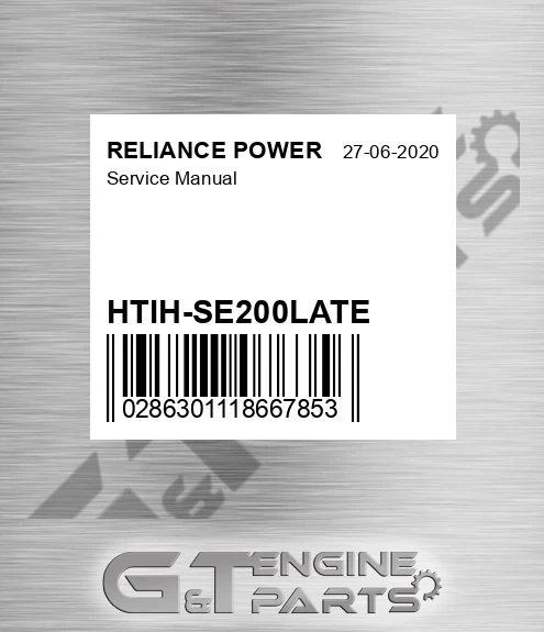 HTIH-SE200LATE Service Manual for RELIANCE POWER