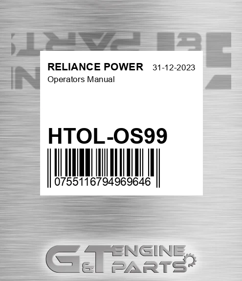 HTOL-OS99 Operators Manual for RELIANCE POWER