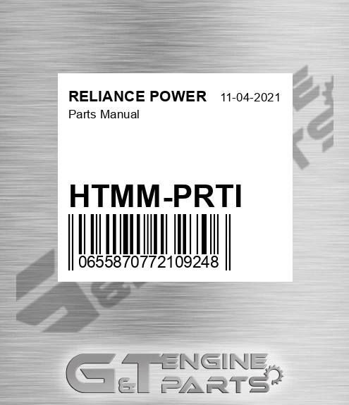 HTMM-PRTI Parts Manual for RELIANCE POWER