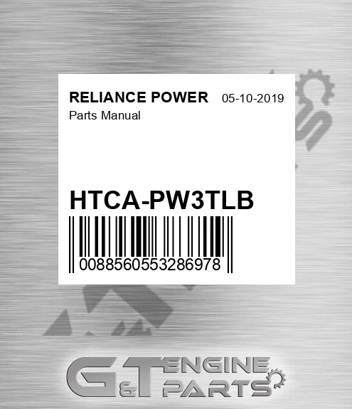 HTCA-PW3TLB Parts Manual for RELIANCE POWER