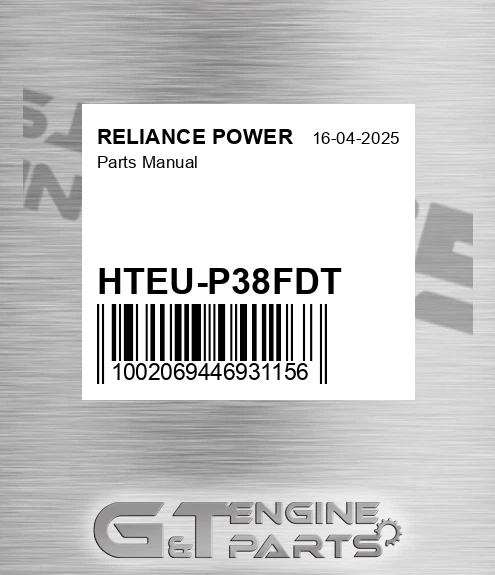 HTEU-P38FDT Parts Manual for RELIANCE POWER