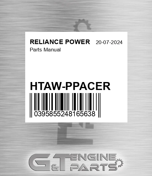 HTAW-PPACER Parts Manual for RELIANCE POWER