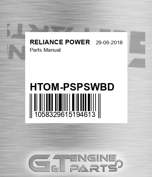 HTOM-PSPSWBD Parts Manual for RELIANCE POWER