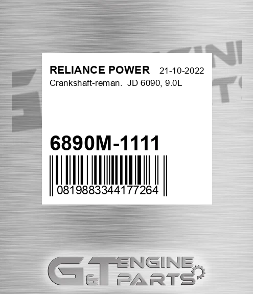 6890M-1111 Crankshaft-reman. Jd 6090, 9.0l