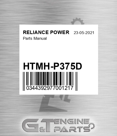 HTMH-P375D Parts Manual for RELIANCE POWER
