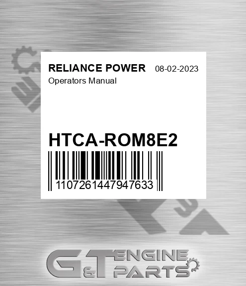 HTCA-ROM8E2 Operators Manual for RELIANCE POWER
